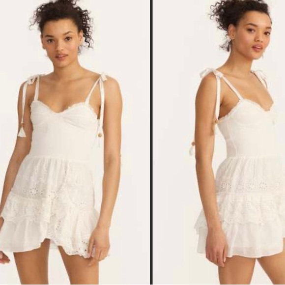 LoveShackFancy Olani Mini Dress in Ivory White - Picture 4 of 11